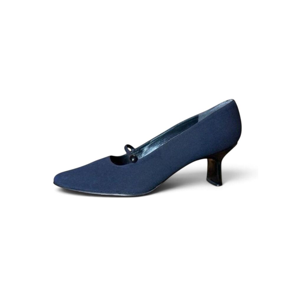 Vtg Weitzman Navy Blue Canvas Low Pump Sz 10